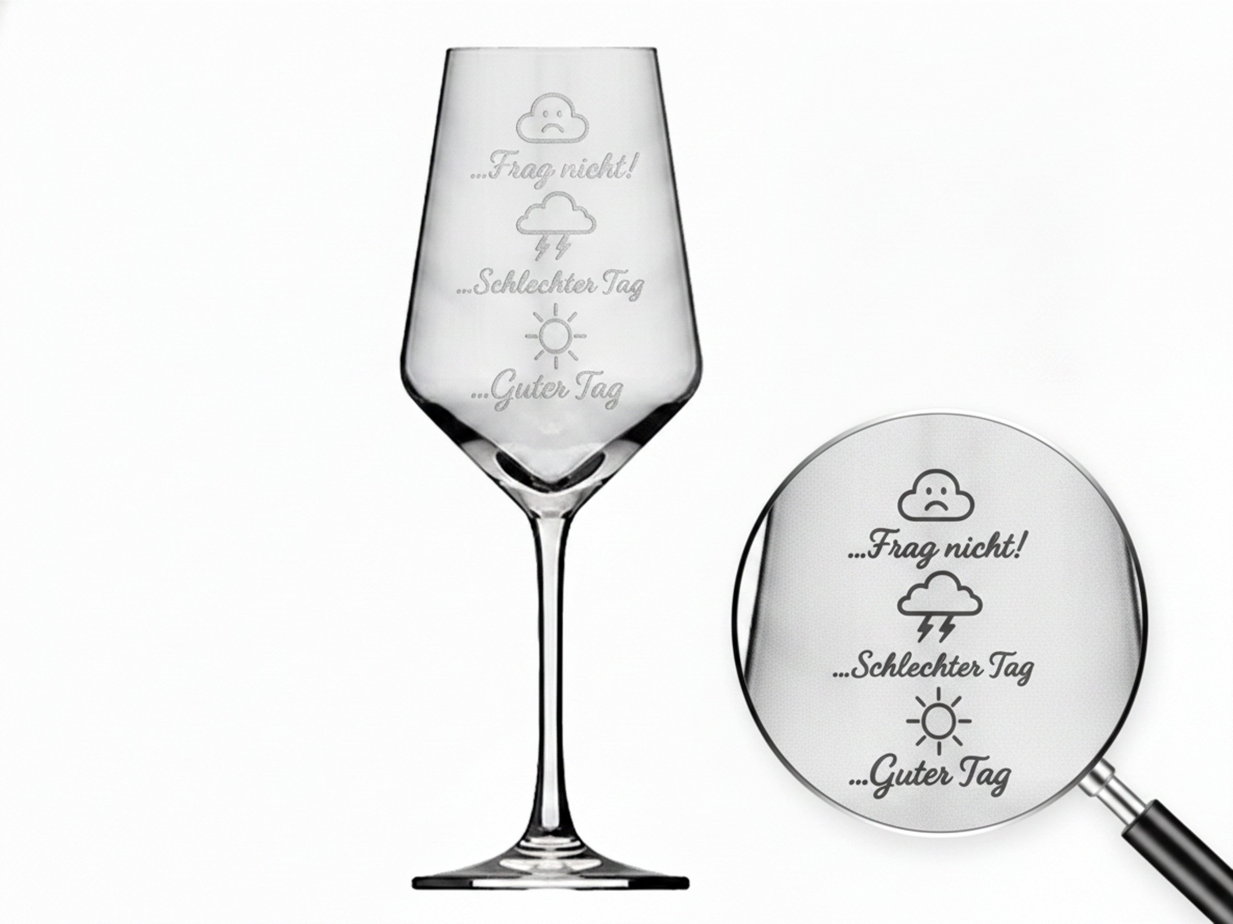 eXODA Weinglas eXODA Weinglas mit Gravur Tagesglück für Weinliebhaber, 1-tlg., Glas, Atemberaubende Darstellung