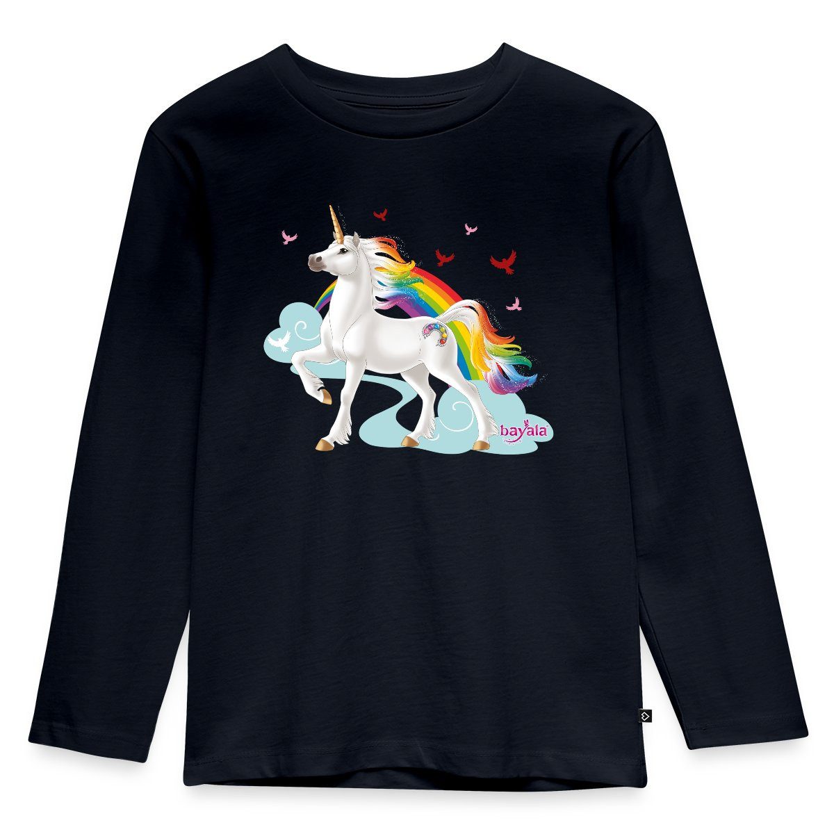 Spreadshirt T-Shirt Schleich Bayala Regenbogeneinhorn Hengst Kinder Premium Langarmshirt (1-tlg)