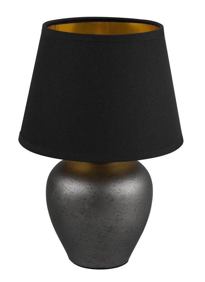 Reality Leuchten Tischleuchte ABBY, Schwarz, Goldfarben, Keramik, Höhe 26  cm, ohne Leuchtmittel, Tischlampe, 1-flammig, Tischlampe in schwarz und  goldfarben