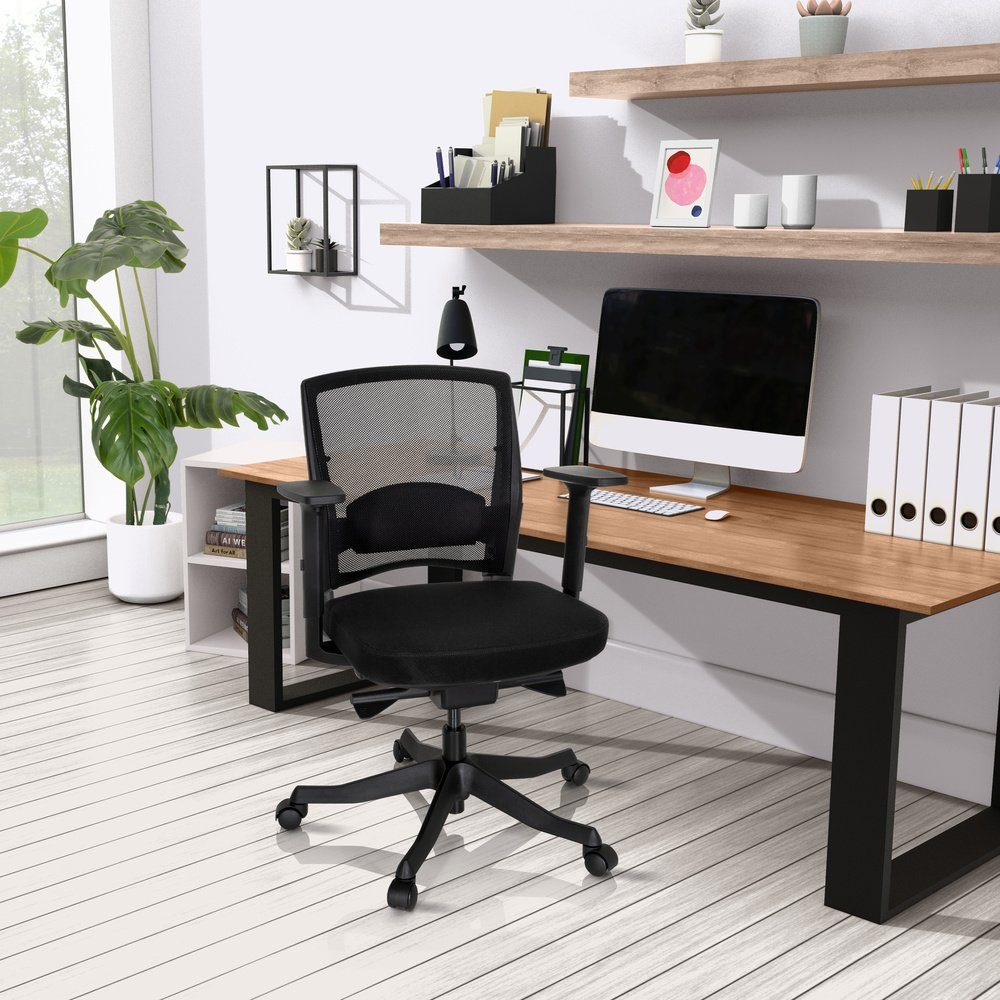 hjh OFFICE Drehstuhl Profi Schreibtischstuhl Bürostuhl Stoff/Netzstoff Schwarz BASE ergonomisch St), IKAST (1