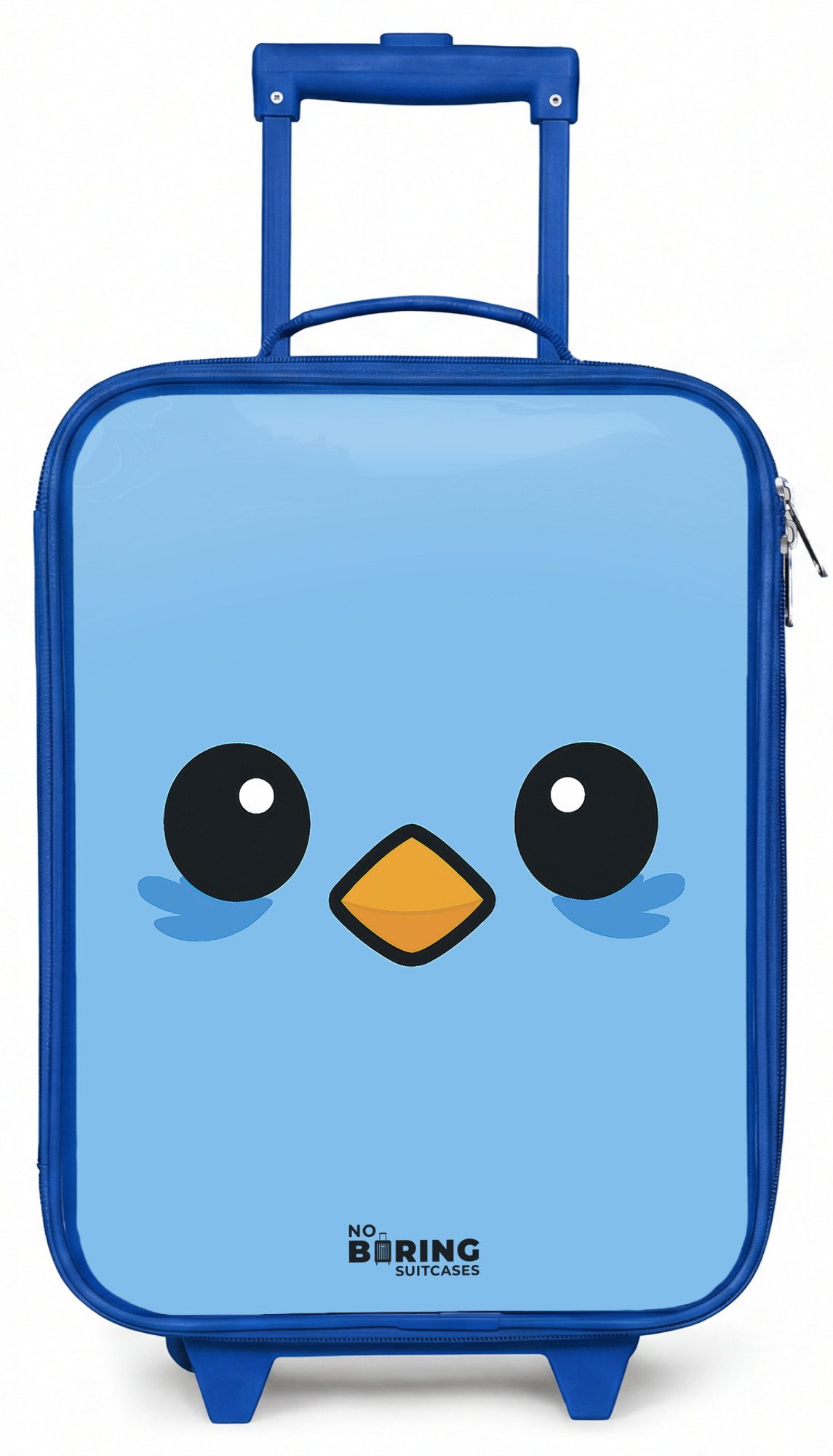 NoBoringSuitcases.com© Kinderkoffer Blau - mit leuchtende Räder - Kawai - Vogel - Blau, 2 Rollen, Handgepäck Koffer, Trolley Kinder, Reisekoffer Jungen