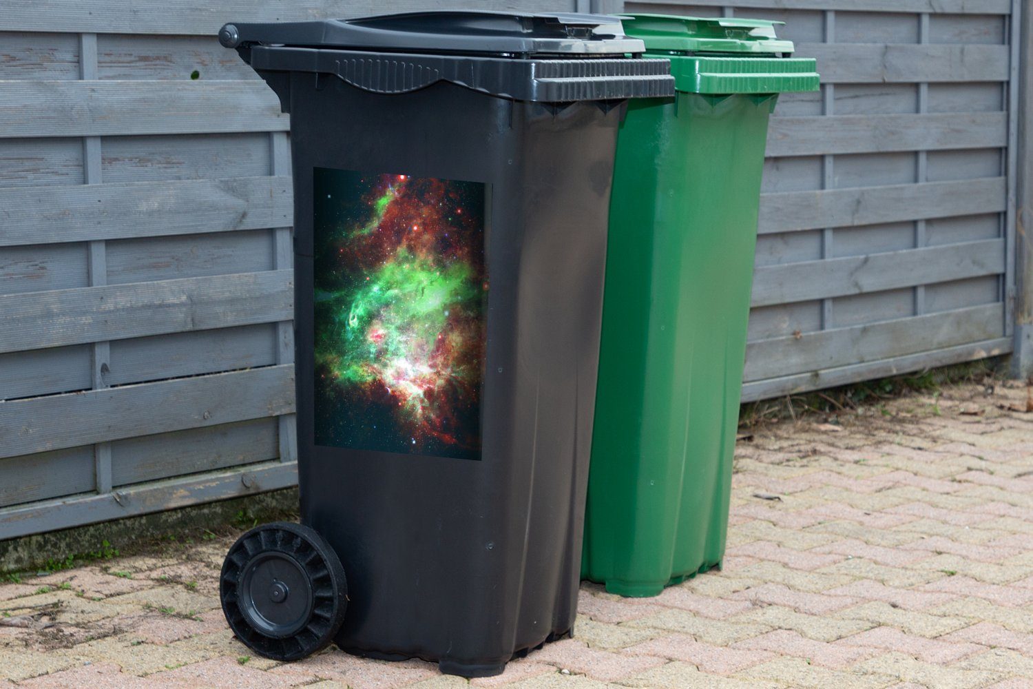 Grün Mülleimer-aufkleber, Mülltonne, (1 Abfalbehälter Sticker, St), MuchoWow Wandsticker Leerzeichen Container, - Rot -