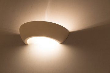 Licht-Erlebnisse Wandleuchte ARTO, ohne Leuchtmittel, Wandlampe Weiß Gips Halbschale zeitlos Innen Flur Lampe