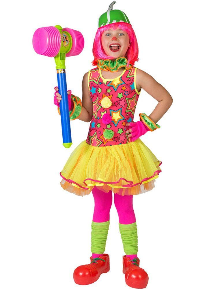 Funny Fashion Clown-Kostüm "Miley" für Mädchen in Neonfarben, Zirkus Karneval Kinder