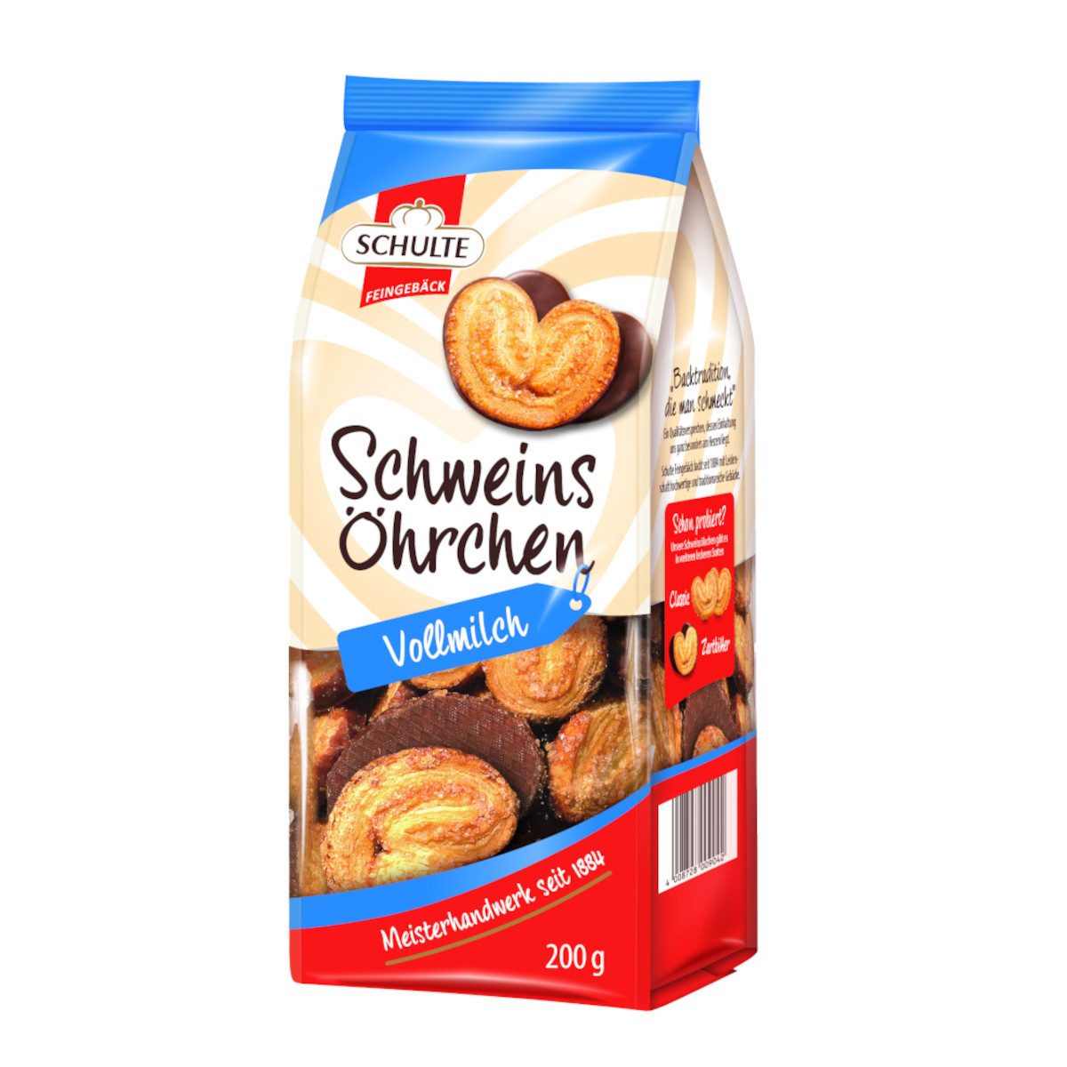 Schulte Kekse, Schulte Schweinsöhrchen Vollmilchschokolade Blätterteiggebäck 200g