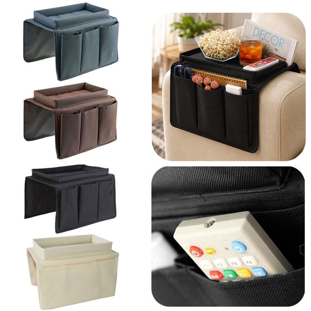 PRIISF Tablett Sofatablett Armlehne Organizer Tasche Anti-Rutsch Couch Getränkehalter, Oxford, (Couch Sessel Stuhl hängen Aufbewahrungstasche, Tablett Couch Ablage für Sofalehne Praktische Sofa Ablage), Faltbar Sofa Tablett für Buch, Magazin, Handy, Fernbedienung