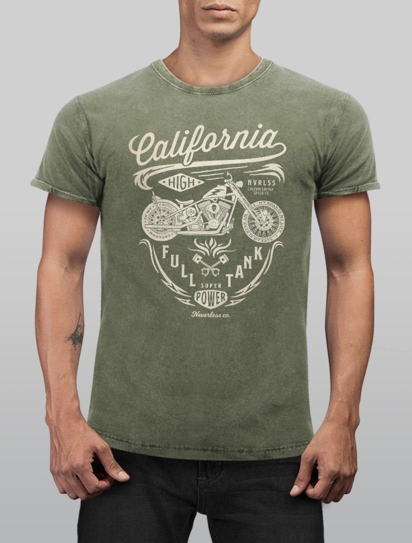 Neverless Print-Shirt Herren Vintage Shirt Biker günstig online kaufen