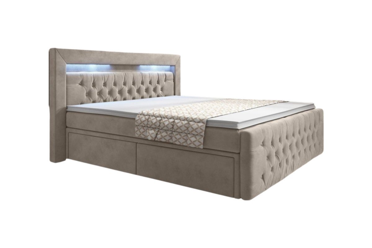 Luxusbetten24 Boxspringbett Menzogna, mit LED-Beleuchtung und günstig online kaufen