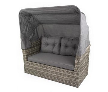 bellavista - Home&Garden® Strandkorb Multifunktionslounge - Strandkorb Long Island, BxTxH: 145x80x152 cm, Halblieger, Modern, (Set, 7-tlg), mit Fußablage und aufklappbarem Dach