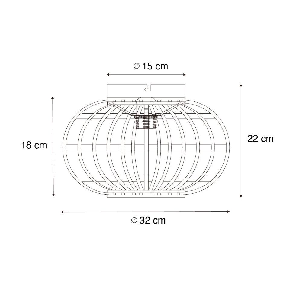 Qazqa Deckenleuchte Amira, ohne Leuchtmittel, E27, Naturel, Orientalisch, Bamboo, 1-flammig