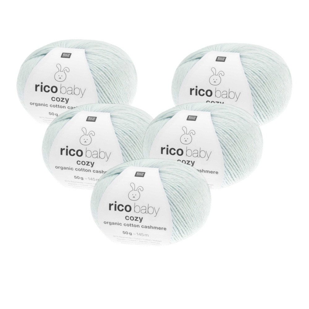 Rico Design 5 x RICO DESIGN BABY COZY ORGANIC COTTON CASHMERE Häkelwolle, 290 m