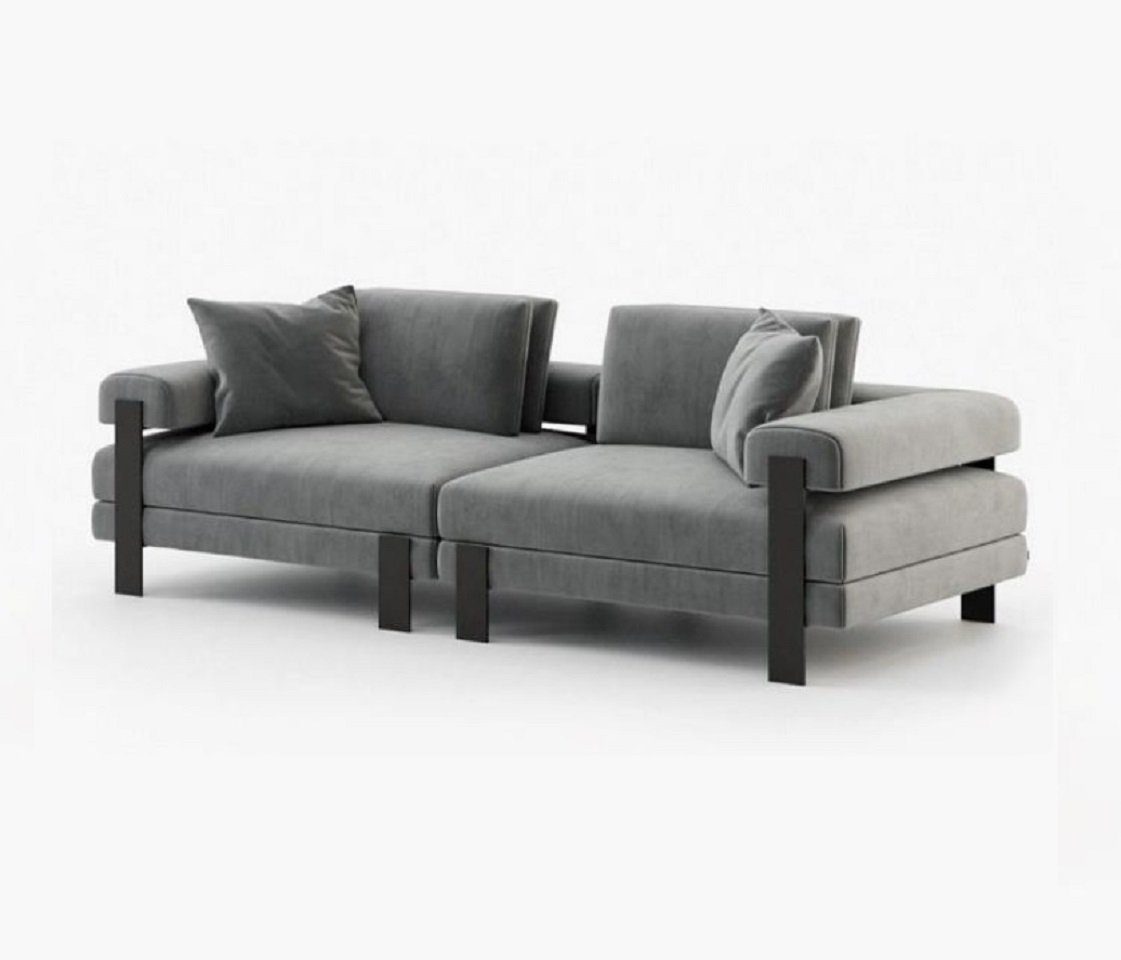 JVmoebel 2-Sitzer Luxus 2 Sitzer Italienischer Stil Sofa Textil Grau Wohnzimmer, 1 Teile, Made in Europe