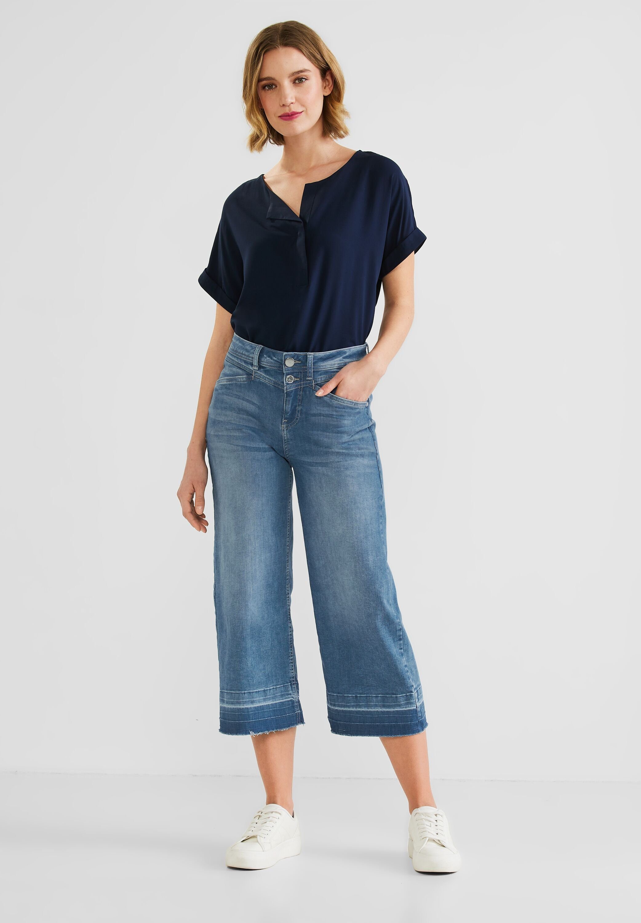 Wa in ONE Vorhanden Casual STREET Sky Bequeme Blue Jeans Culotte Nicht Street One Jeans Fit (1-tlg)