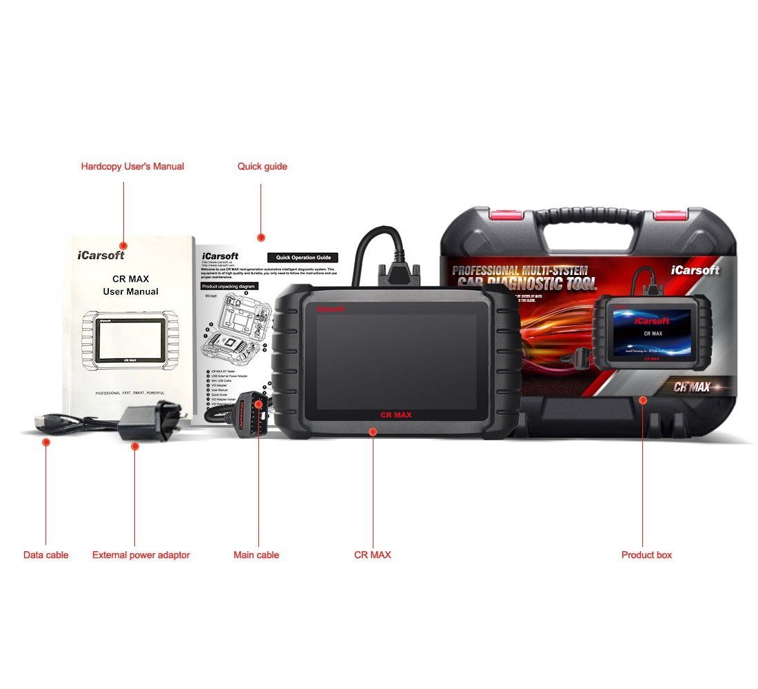 iCarsoft OBD2 Diagnostic Tool CR MAX OBD2 Scanner + Free Online Updates GERMAN, Android 8.1
