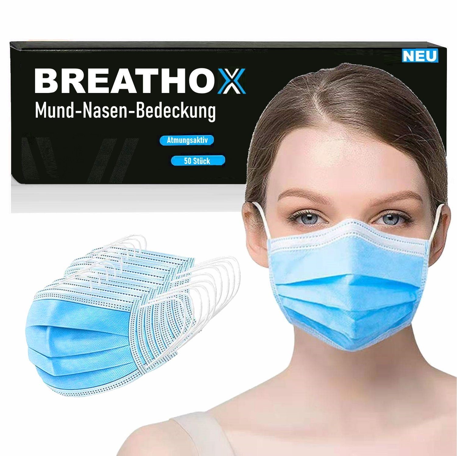 MAVURA Gesichtsmaske »BREATHOX Alltagsmasken Mund-Nasen-Bedeckung  Community-Maske«, Behelfsmaske Einwegmasken Einweg-Gesichtsmasken