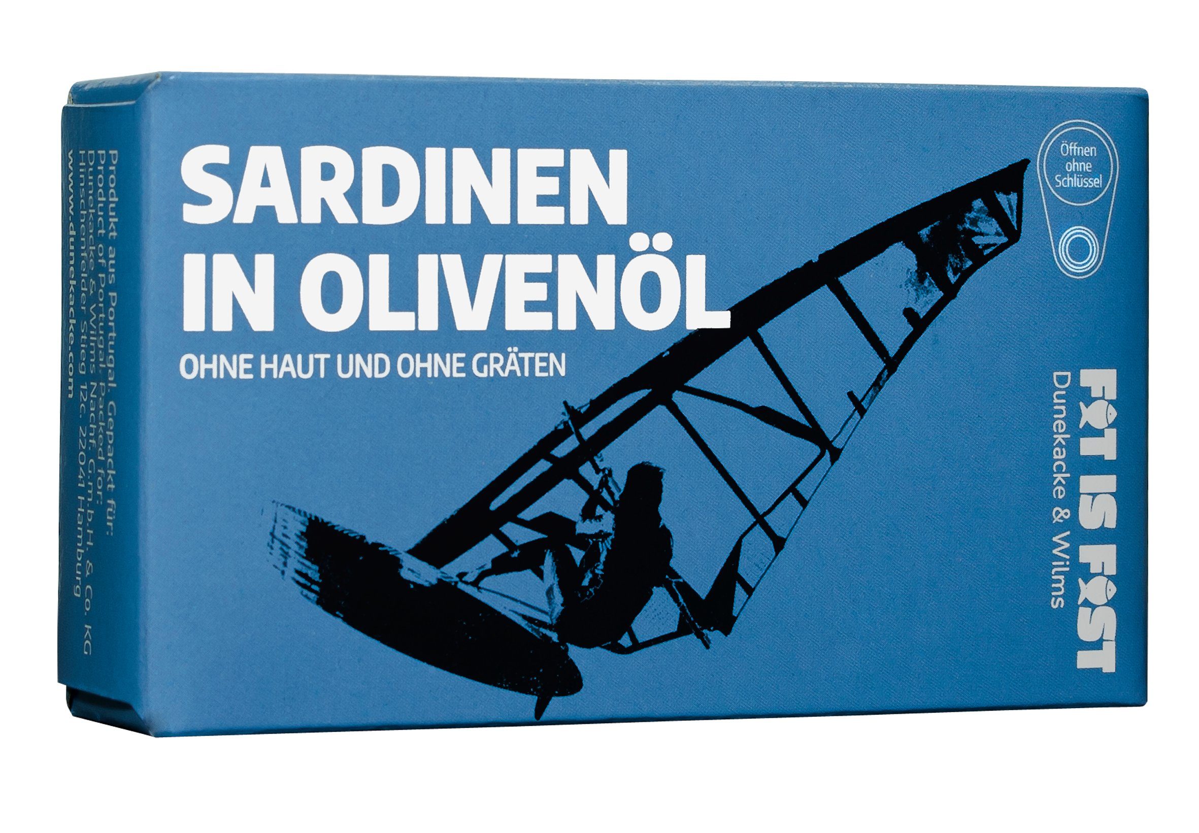 Kette mit Anhänger FAT is FAST Sardinen in Oliven Öl ohne Haut und ohne Gräten - 125g