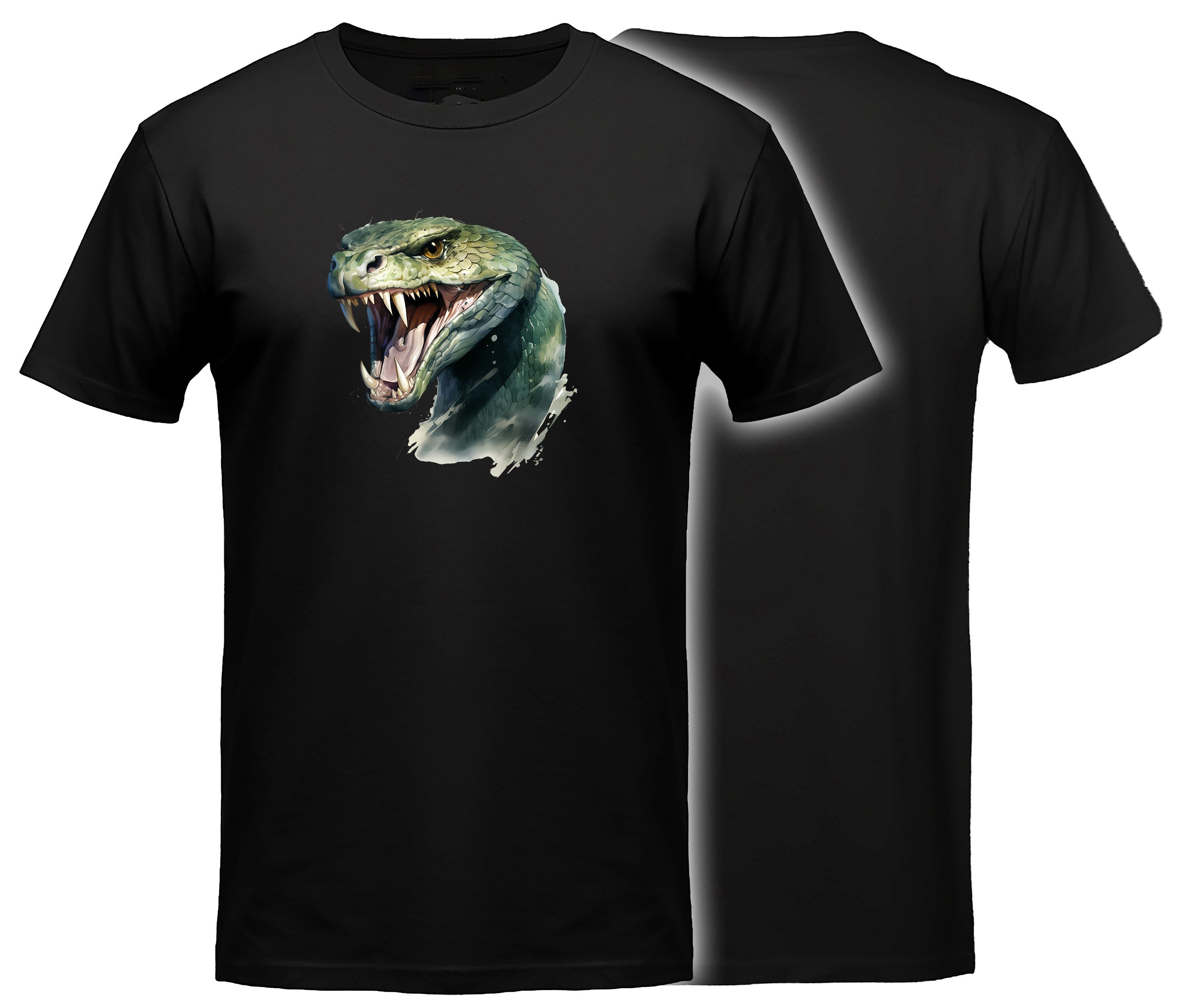 MyDesign24 T-Shirt Gothic kurzarm Shirt - Schlangenkopf Halloween T-Shirt schwarz Regular Fit Gr.2XL i434