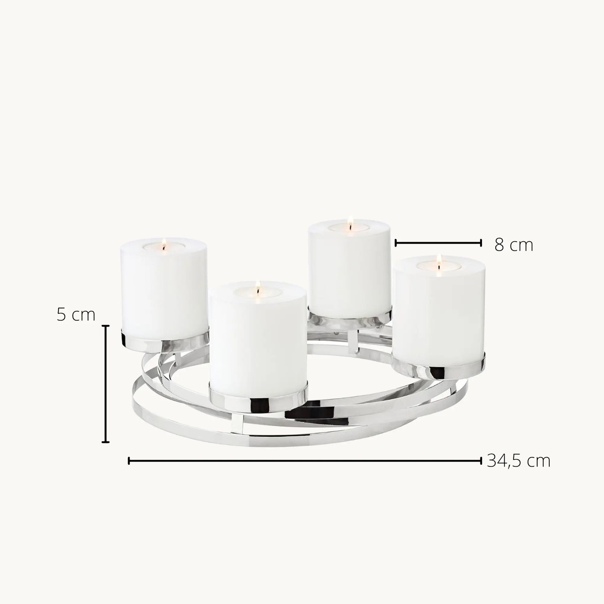 EDZARD Adventskranz Annabel Ø 34 cm Silber-Optik, glänzend, vernickelt – Bild 5 von 5