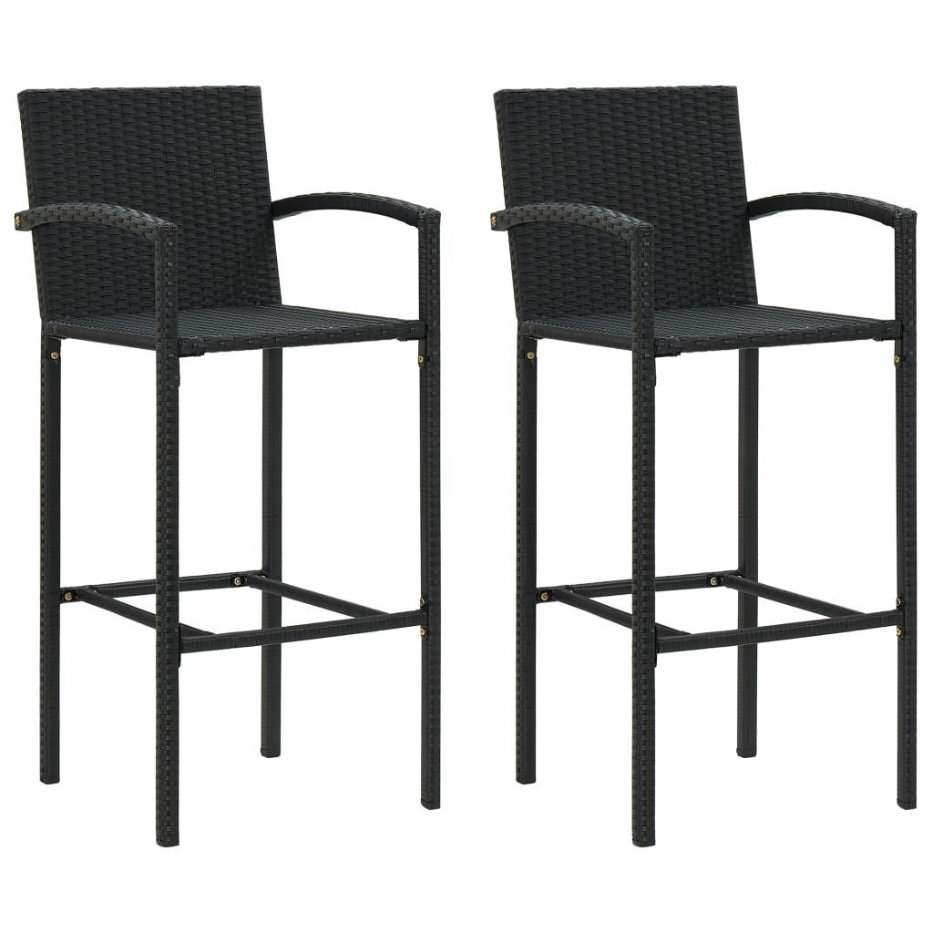 vidaXL Barhocker Barhocker 2 Stk. Schwarz Poly Rattan (2 St)