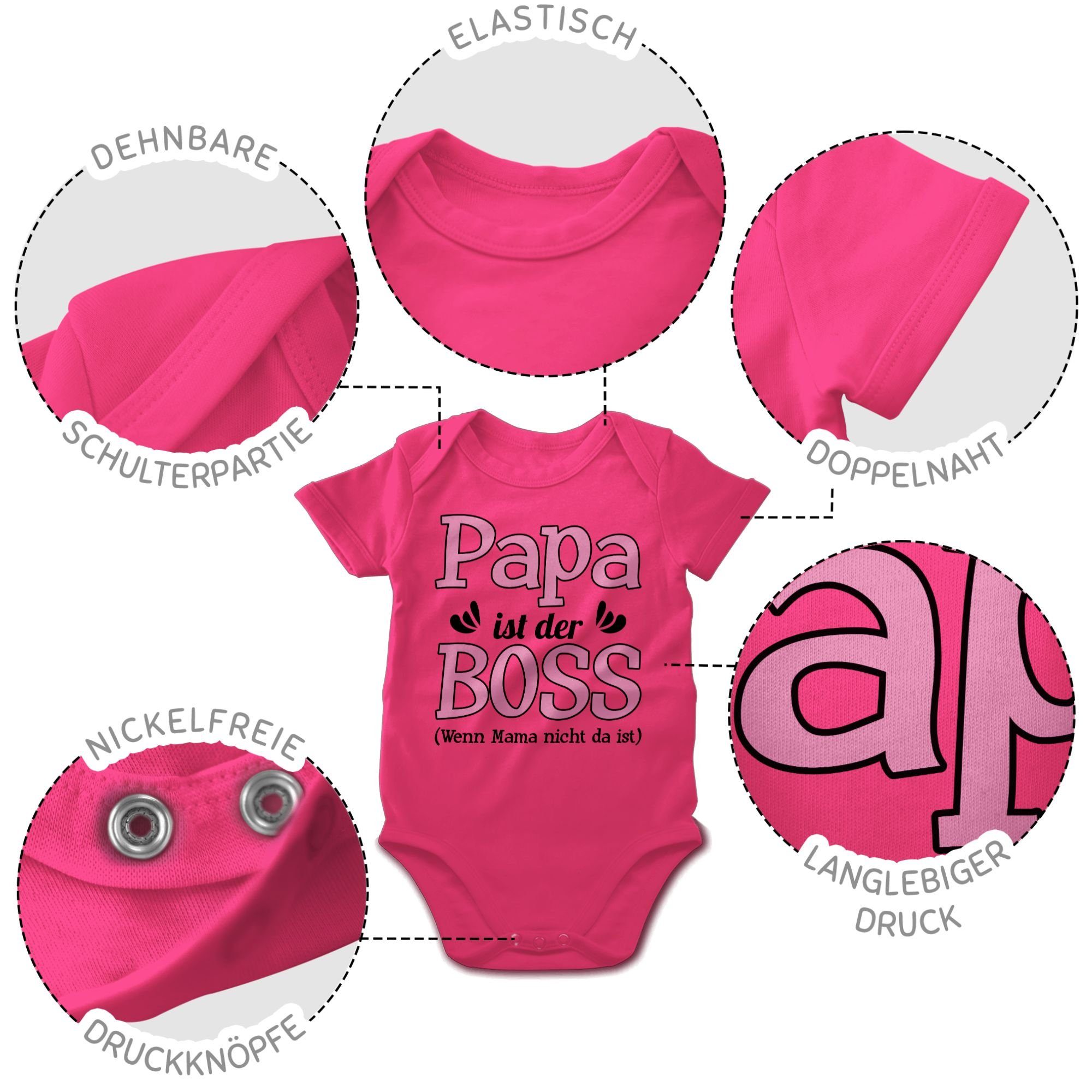 Shirtracer Shirtbody rosa da Boss Papa ist - ist Fuchsia der Baby nicht wenn Sprüche 2 Mama