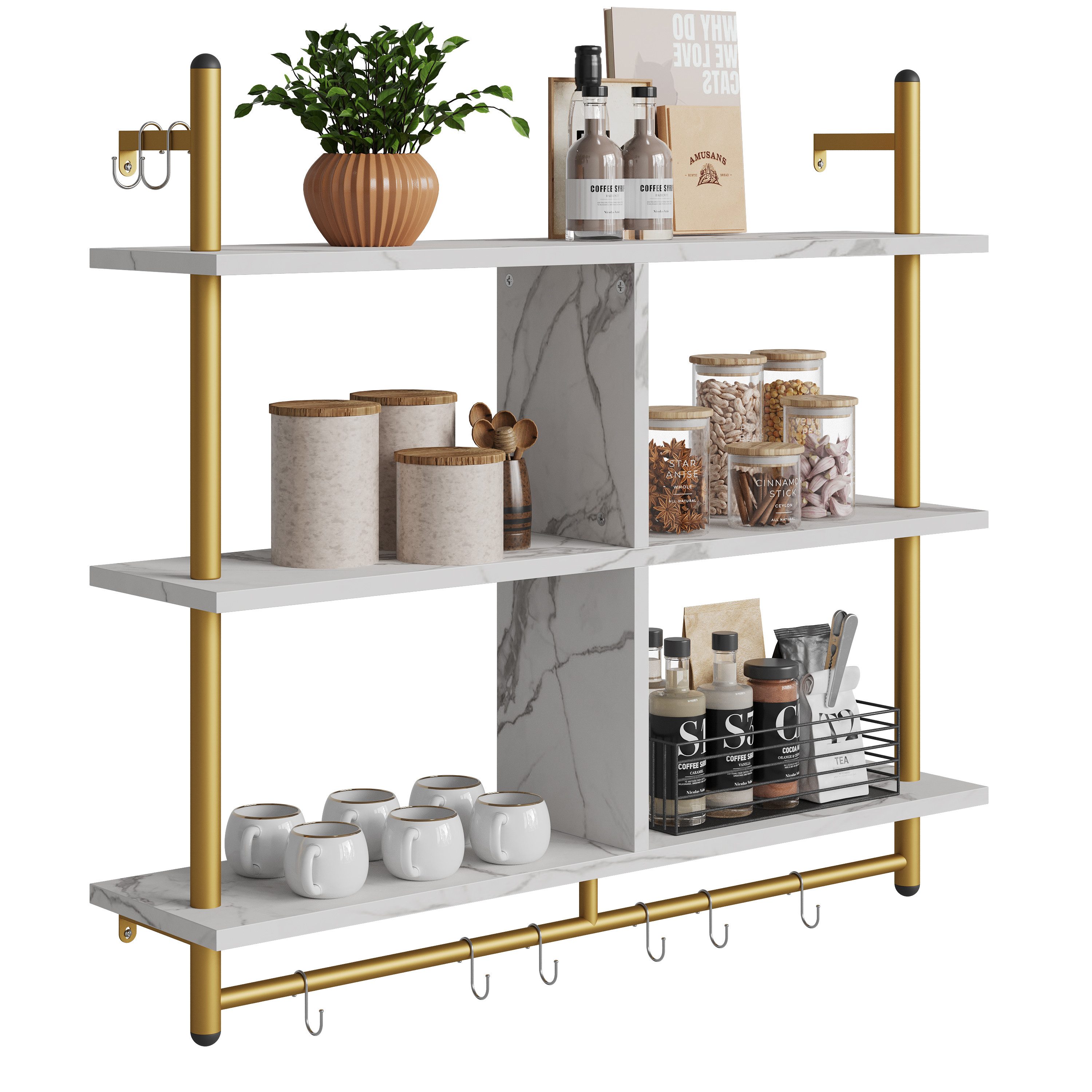 Bestier Wandregal Schweberegale, Küchenregal, Wandmontage, 3 günstig online kaufen