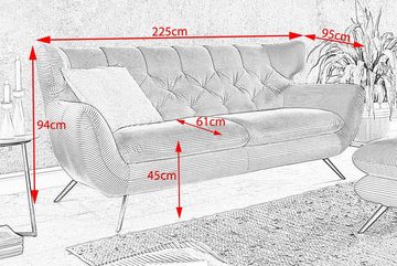 KAWOLA 3-Sitzer CHARME, Sofa Velvet od. Cord versch. Farben