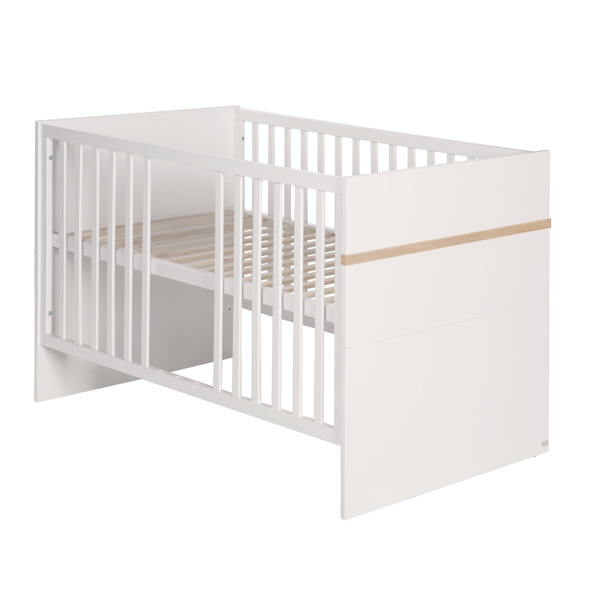 roba® Babybett Pia, Gitterbett höhenverstellbar & umbaubar - Holzdekor / Weiß