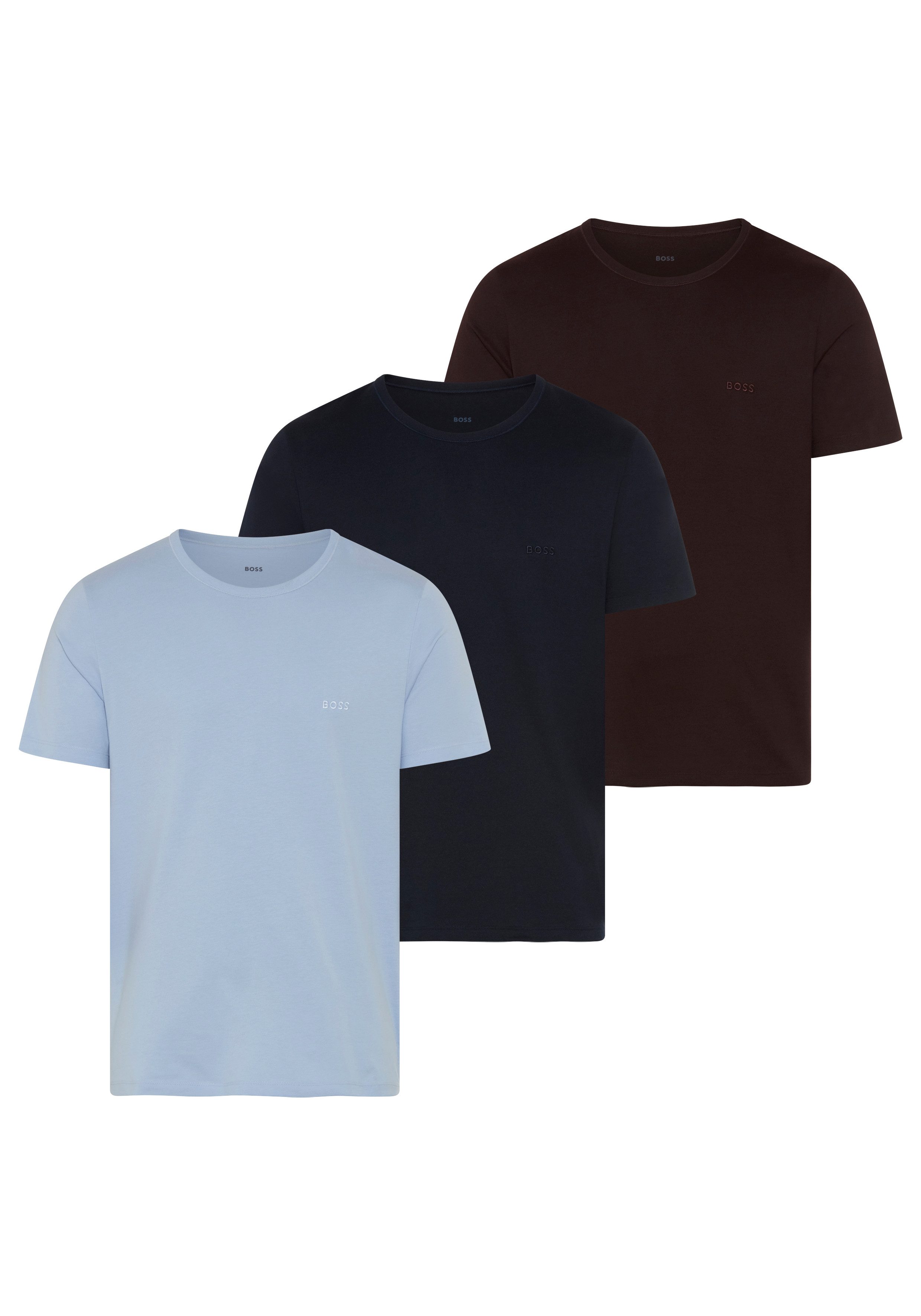 BOSS T-Shirt TShirtRN 3P Classic (Packung, 3-tlg) mit BOSS Stickerei