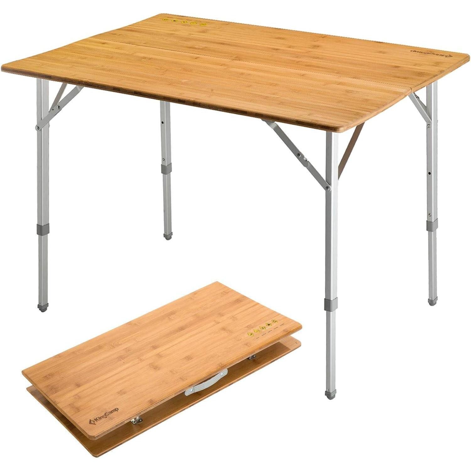 LuxusKollektion Campingtisch Klapptisch aus Bambus mit UV-Schutz, höhenverstellbar 120x70cm, für