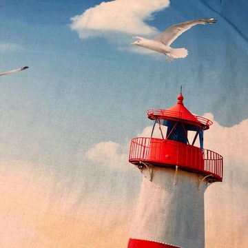 Bettwäsche Leuchtturm, ESPiCO, Renforcé, 3 teilig, Digitaldruck, Strand, Meer, Küste