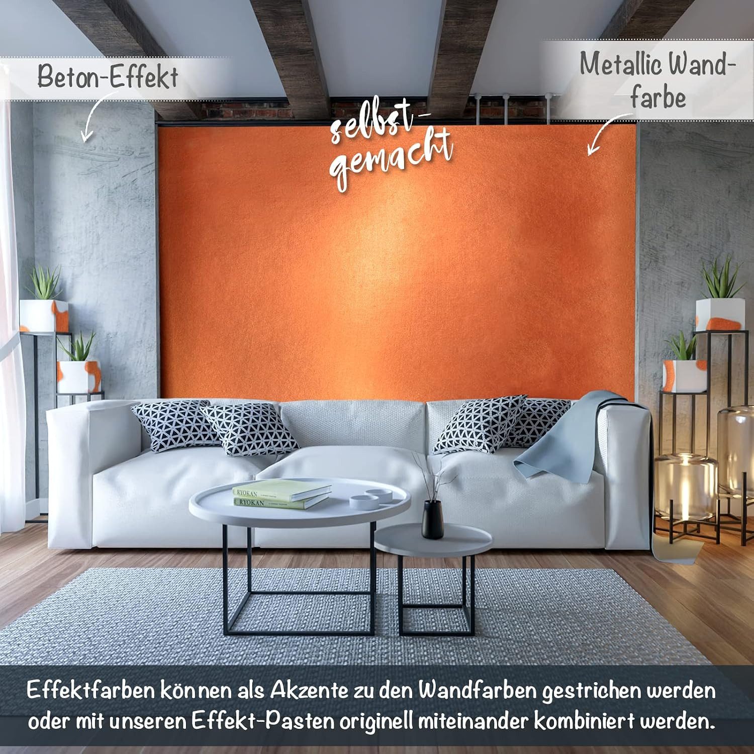 My COLOR Room Wandfarbe Metallic Wandfarbe Effektfarbe für Wände & Decken, wasserbasiert, metallic, hochdeckend, abriebfest, wasserbasiert, geruchsarm