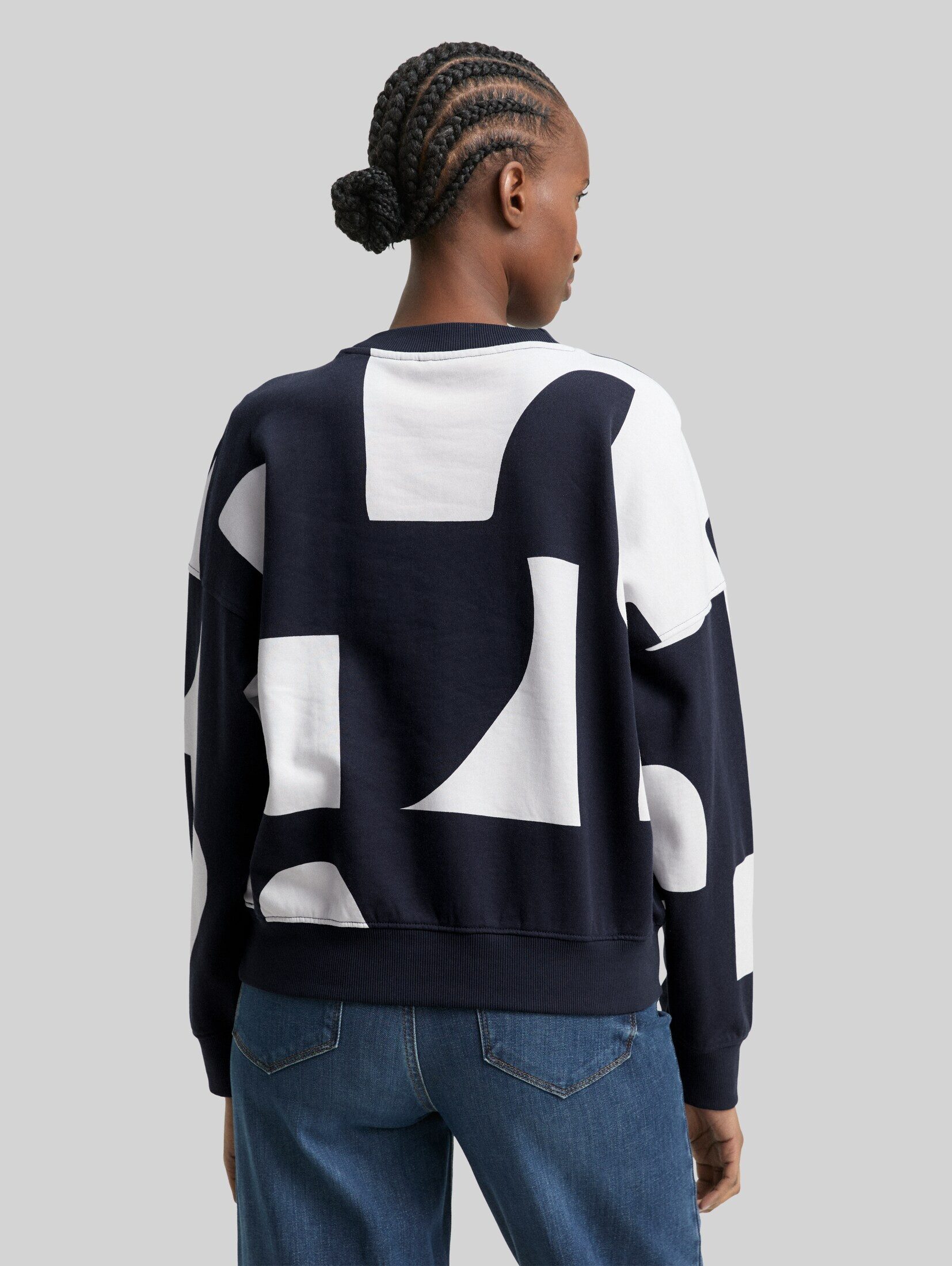 TOM TAILOR Denim Sweatshirt Strick & Sweatshirts Loose Fit Sweatshirt mit Muster – Bild 3 von 5