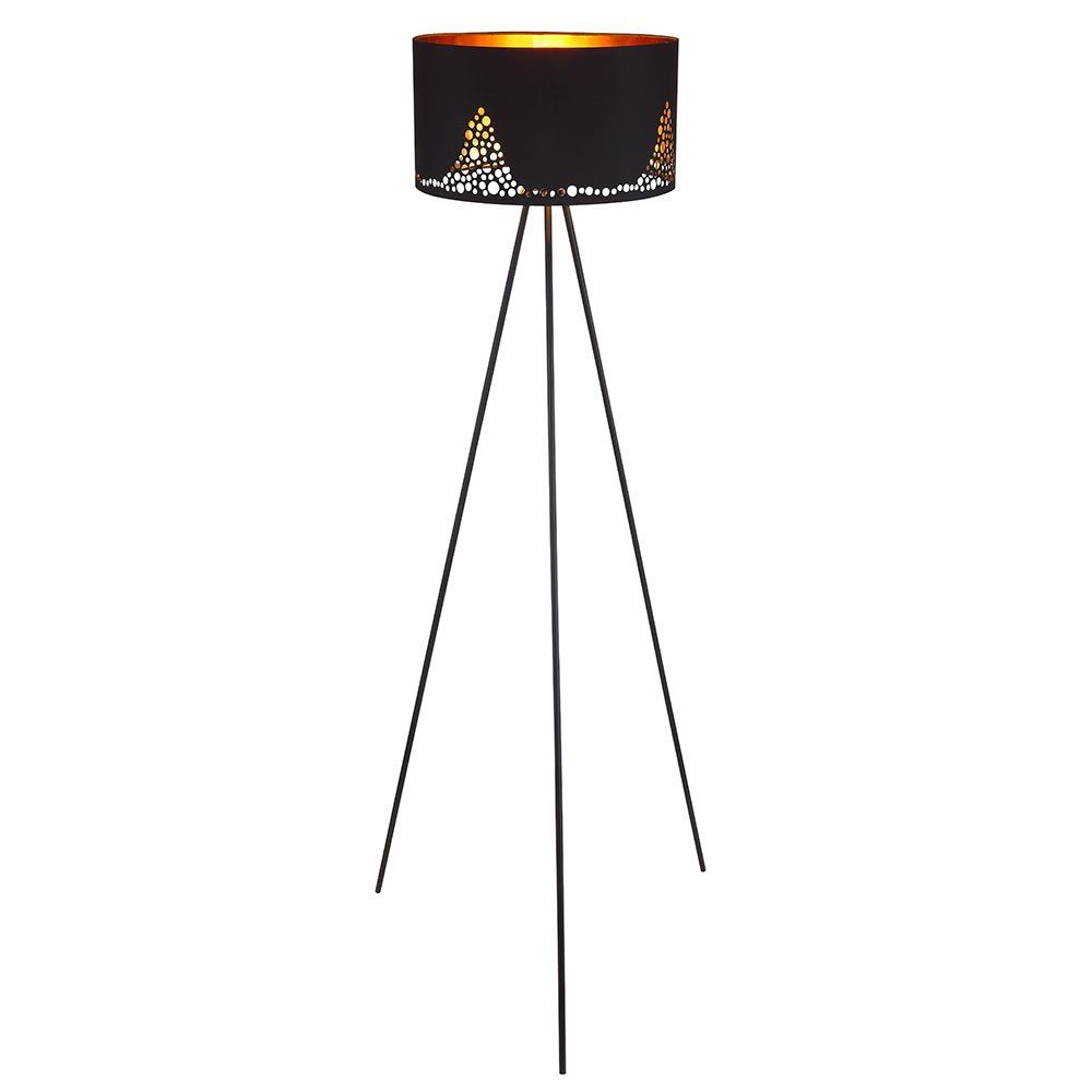 Stehlampe Stehlampe, nicht Deckenfluter gold DxH 3-Bein schwarz inklusive, Textil Stativleuchte Leuchtmittel etc-shop