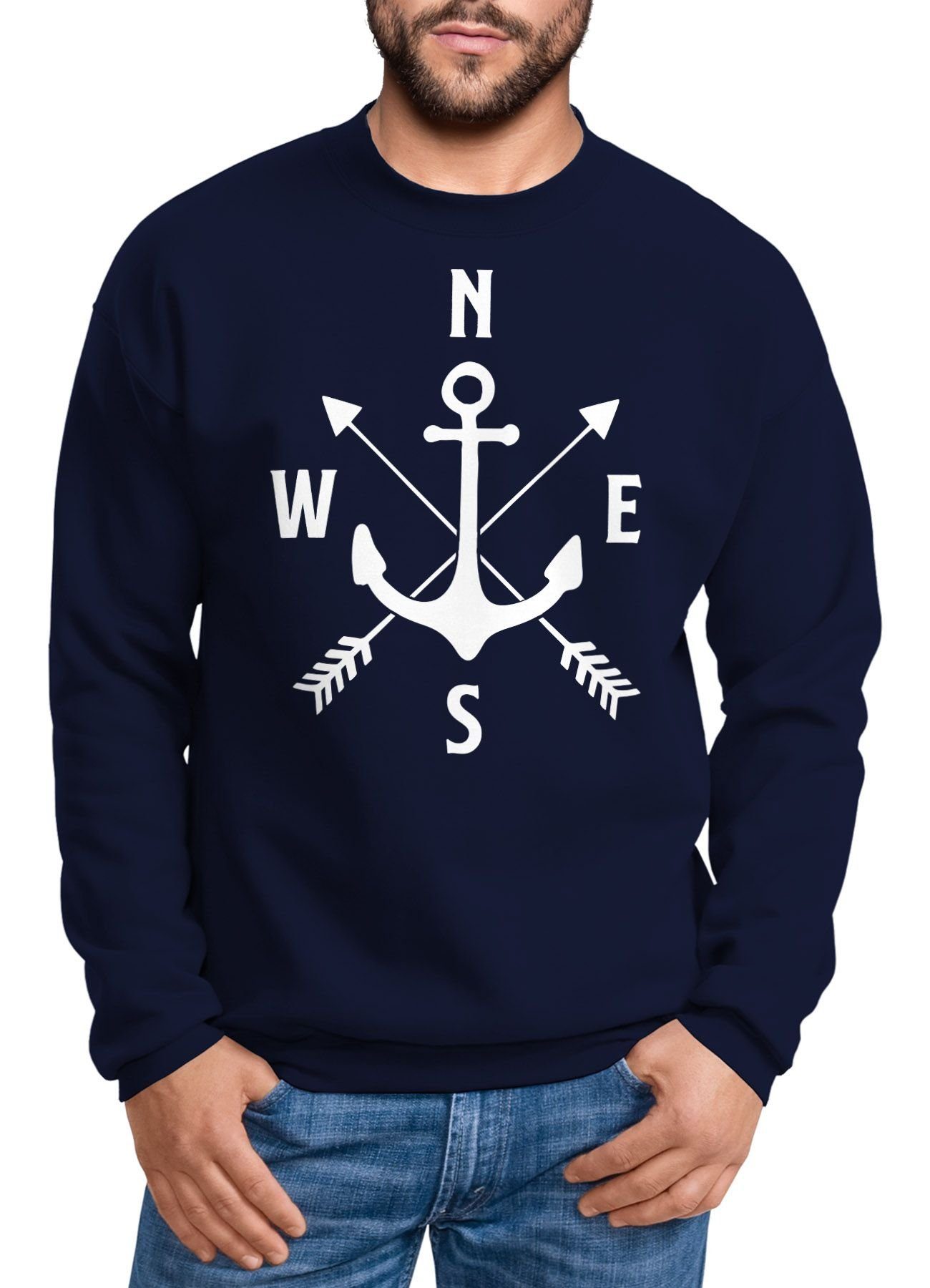 Sweatshirt Sweatshirt Herren Anker Kompass Arrows Rundhals-Pullover Moonworks®