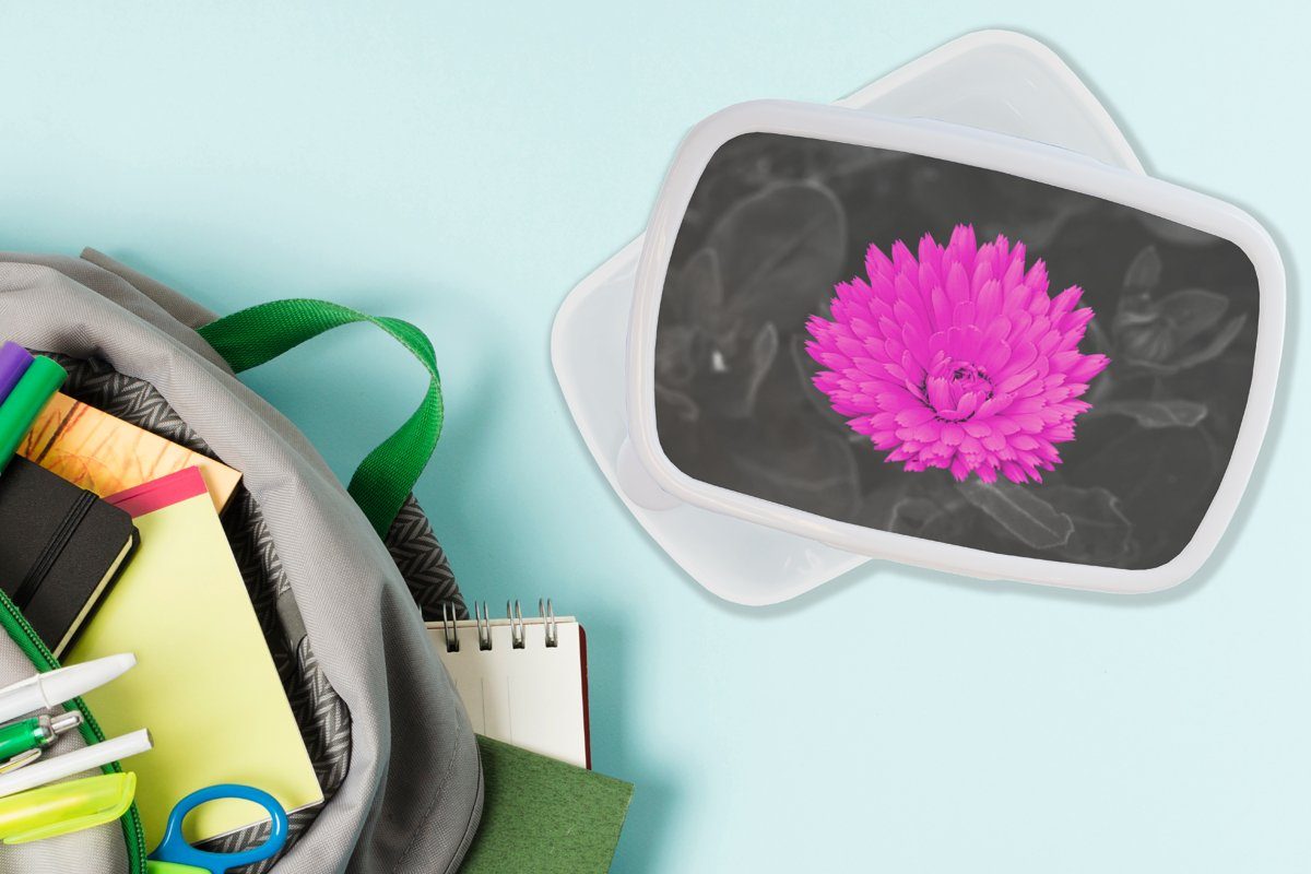 MuchoWow Lunchbox Blumen - Erwachsene, für Brotdose, weiß Aquarell und Kinder und für Brotbox Kunststoff, - (2-tlg), Rosa, Mädchen Jungs