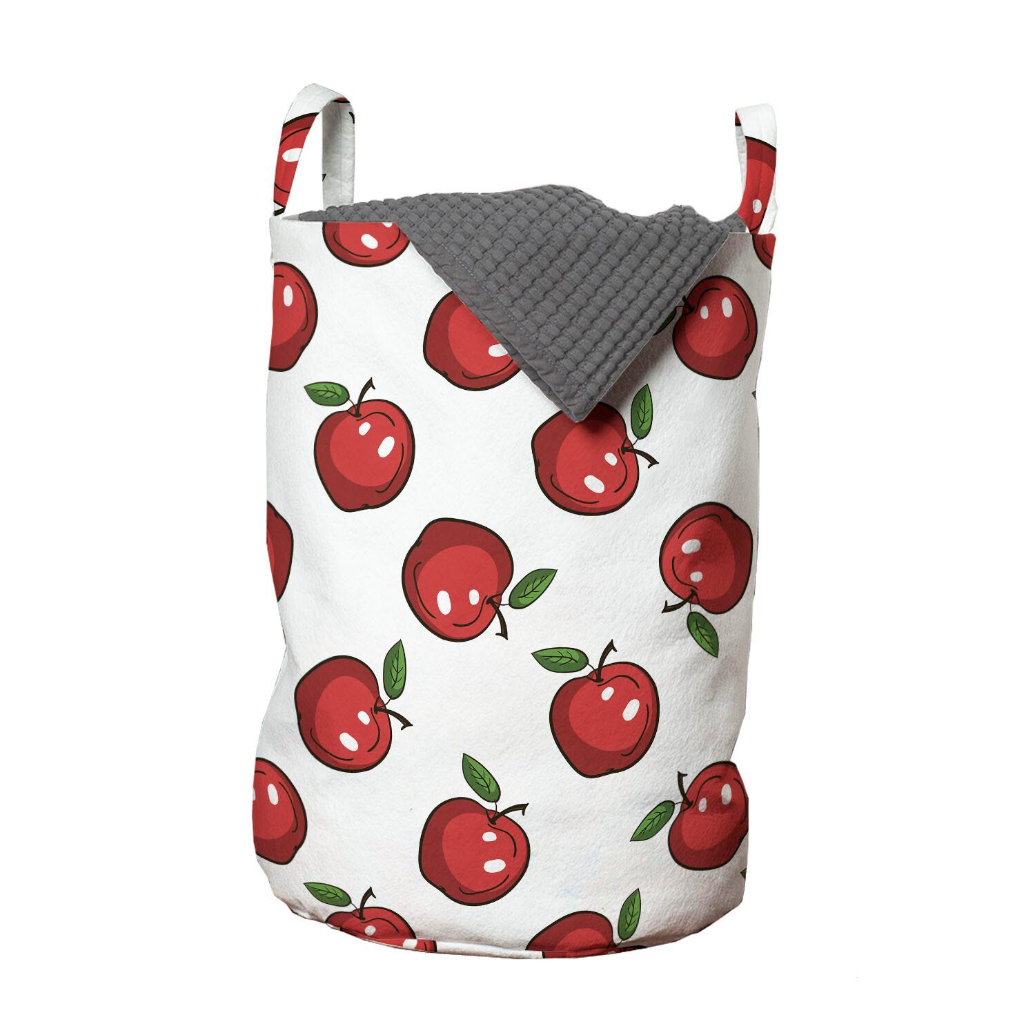 Abakuhaus Wäschesäckchen Wäschekorb mit Griffen Kordelzugverschluss für Waschsalons, Apfel Cartoon Bio-Obst