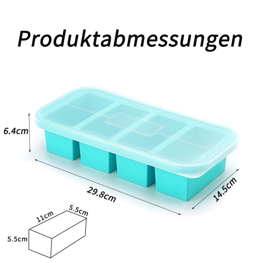 JASLIFE Eiswürfelform Silikon-Gefrierbehälter mit Deckel, Portionierer für Suppe & Soßen, (4-tlg)