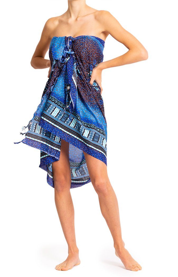 PANASIAM Sarong Pareo Maoi auch in großen Größen als Strandtuch oder, Viskose, Strandkleid tragbar Bikini Cover-up Tuch für den Strand Wrap Überwurf