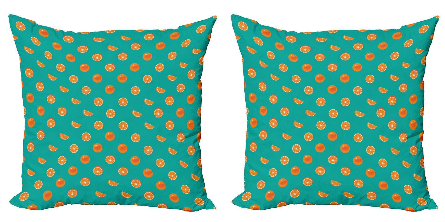 Kissenbezüge Modern Accent Doppelseitiger Digitaldruck, Abakuhaus (2 Stück), Orange Entwurf schälen und in Scheiben schneiden Obst