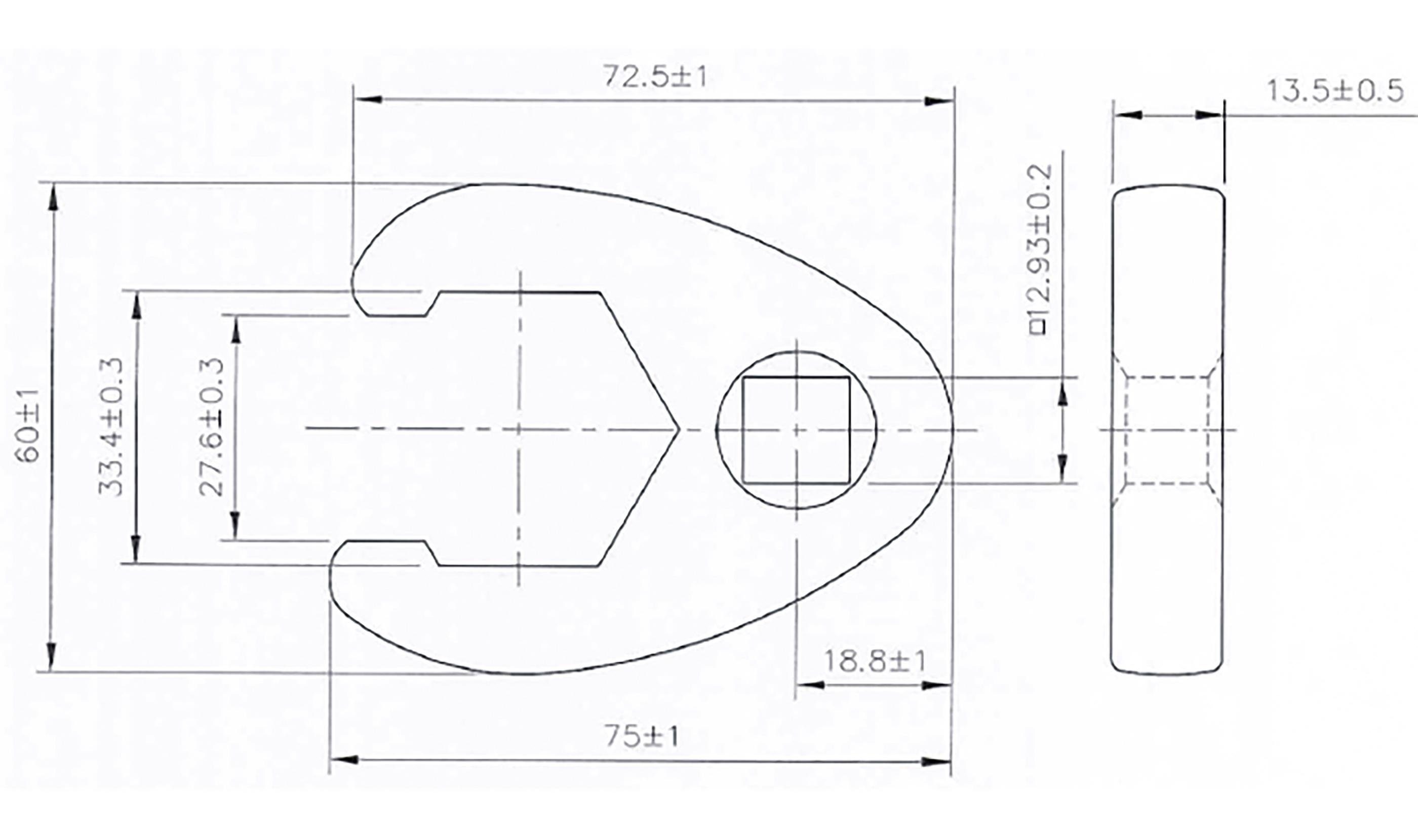 Innenvierkant (1/2), Hahnenfußschlüssel, Stecknuss 12,5 SW mm mm BGS 33 Antrieb technic