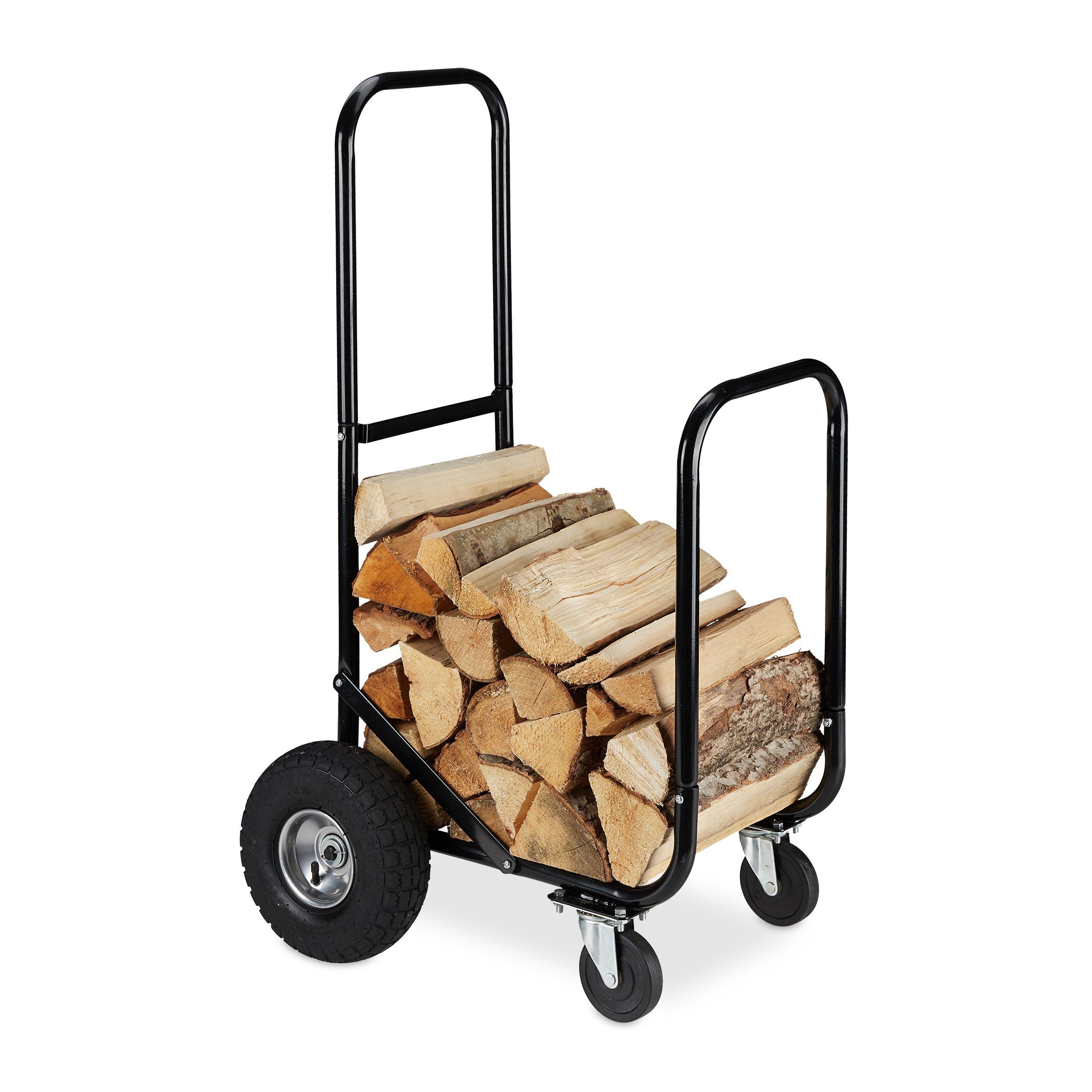 relaxdays Kaminholzregal Kaminholzwagen mit Reifen und günstig online kaufen