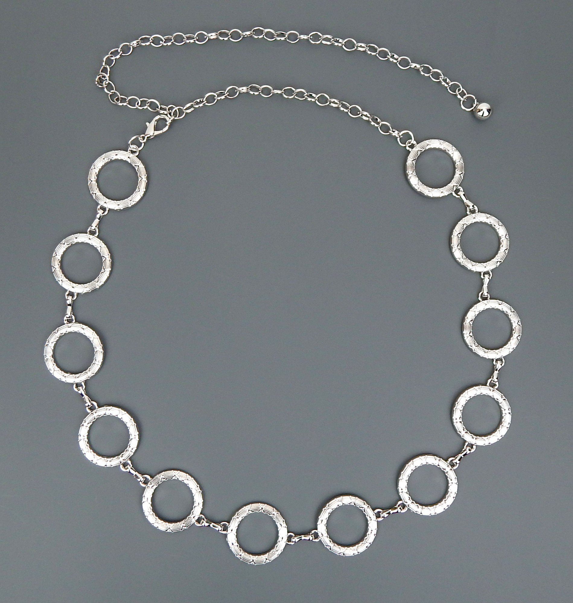 Ella Jonte Kettengürtel Ringe silber 60er 70er Ketten Gürtel verstellbar Vintage