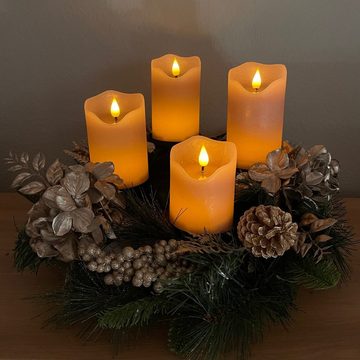 Online-Fuchs Kerzenständer 3 in 1 Kerzenhalter aus Metall in Schwarz, ideal als Adventskranz (Individuell in der Gestaltung, Halter für je 4 Stumpenkerzen, 4 Stabkerzen oder 4 Teelichter), Grundgestell 20 cm Durchmesser
