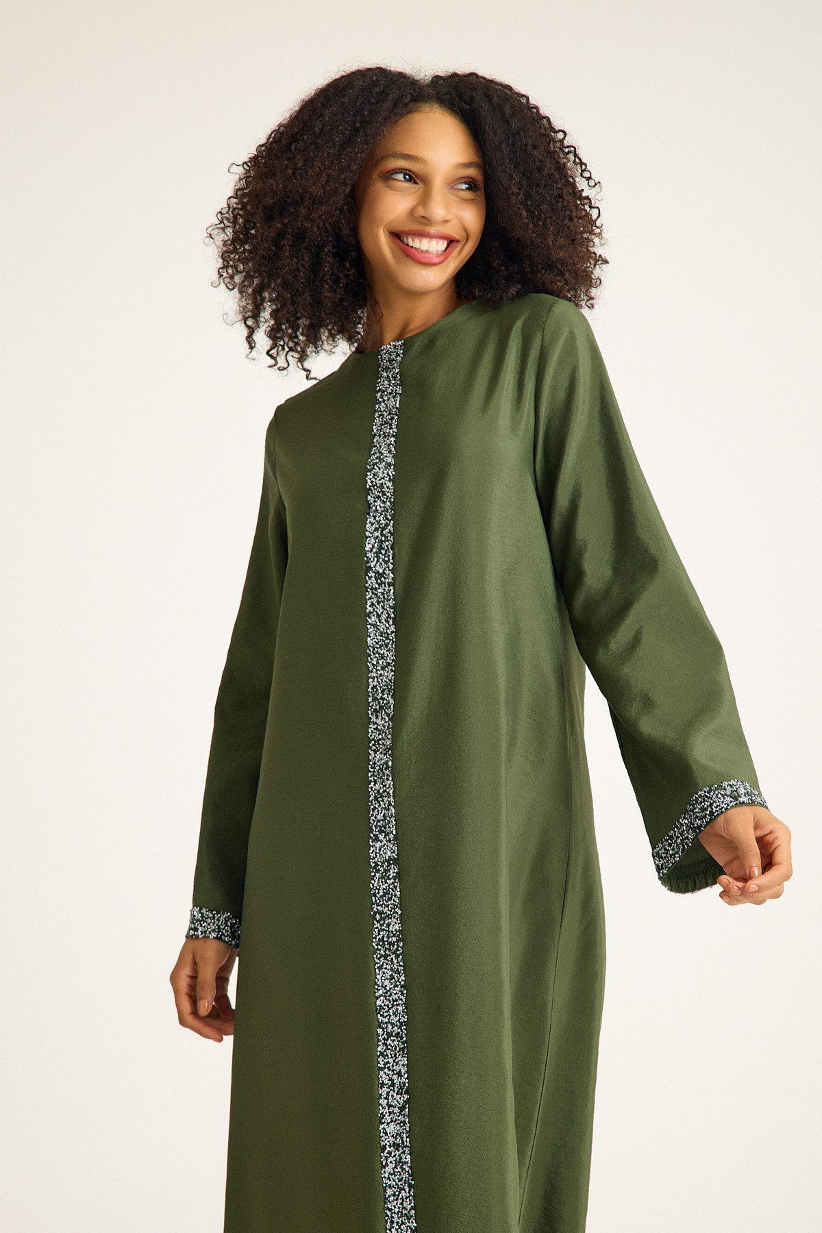 fashionshowcase Tunikakleid Damen Abaya mit Glitzerdetails günstig online kaufen