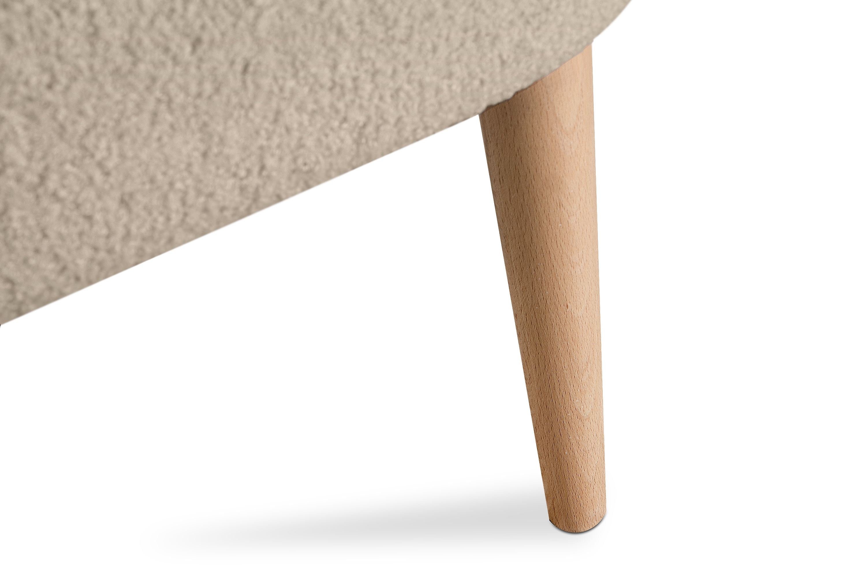 | aus Beinen aus Sessel, beige/Buche Buche, auf geeignet recyceltem Stil Konsimo APPA Cocktailsessel hohen Boucle-Stoff, für jeden beige