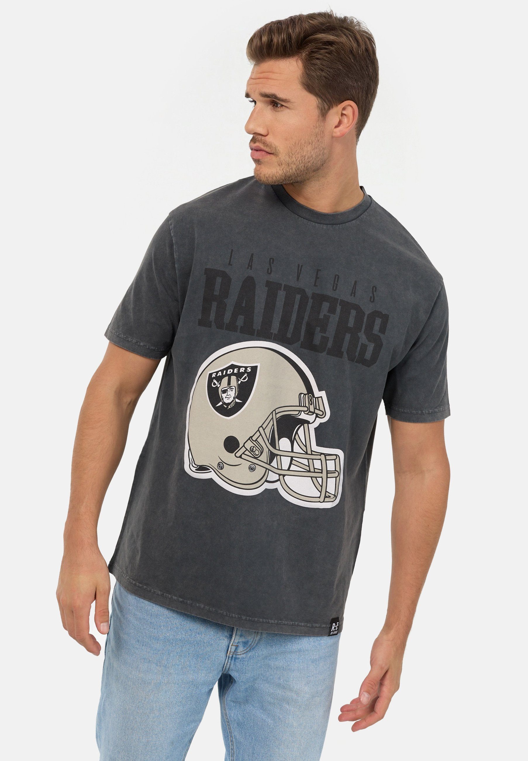 Bio-Baumwolle Relaxed Washed T-Shirt GOTS NFL Helmet Raiders Recovered zertifizierte