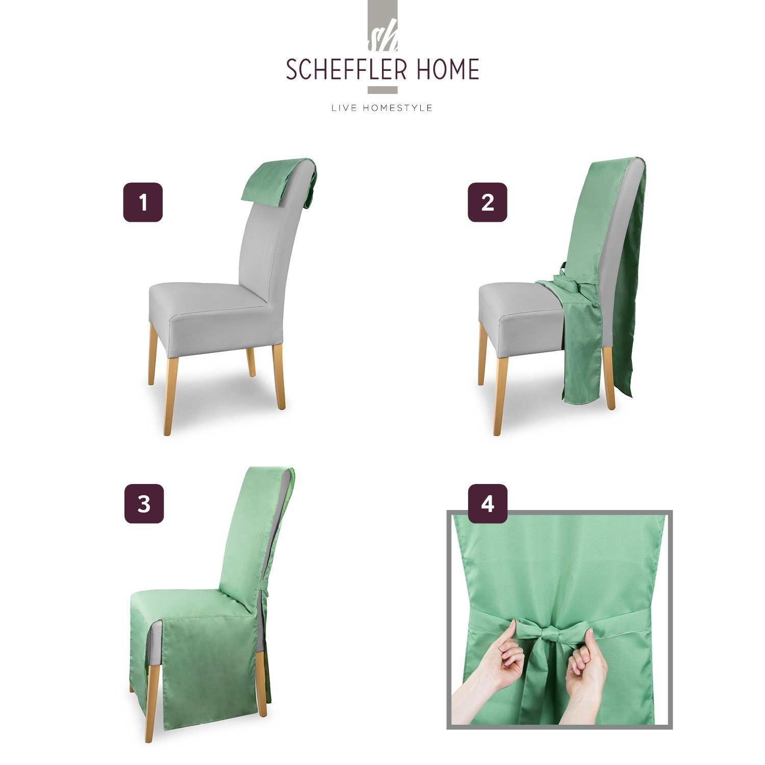 Stuhlhusse Mila Festlicher Stuhlbezug mit Bankett-Husse Anlass, LIVE SCHEFFLER-HOME Schleife HOMESTYLE sh Beige für jeden