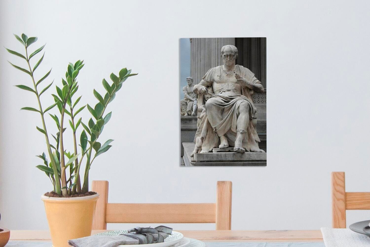 Leinwandbild Gemälde, fertig Caesar Julius OneMillionCanvasses® Eine 20x30 von (1 Leinwandbild bespannt sitzend, Zackenaufhänger, Statue St), cm inkl.