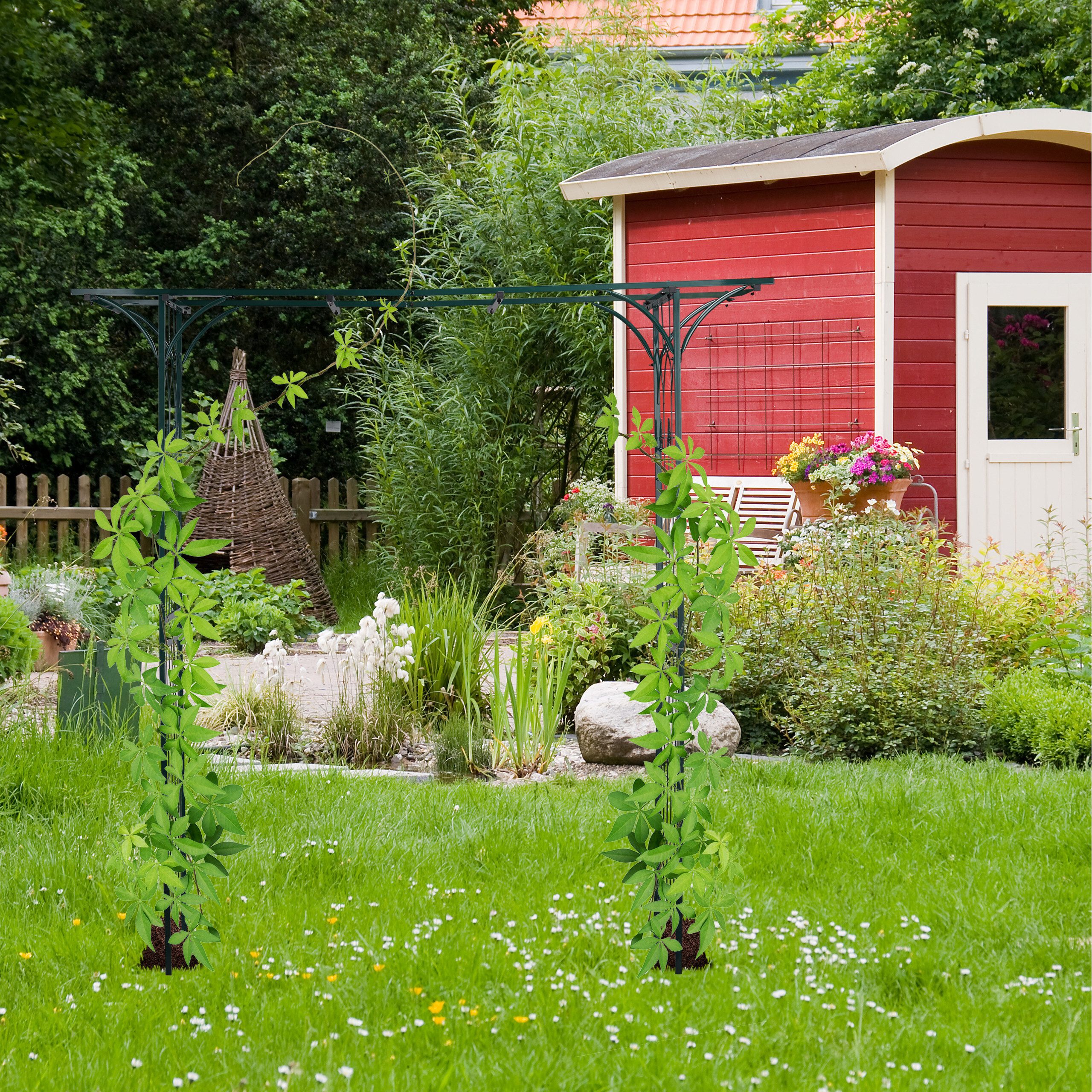 relaxdays Rosenbogen Metall eckig