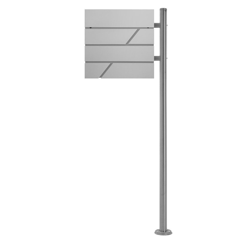 ML-DESIGN Standbriefkasten Wandbriefkasten Briefkasten Postkasten mit Zeitungsfach inkl. Standfuß, Briefkastenanlage mit Standfuß Silber 120 cm Mailbox mit Pfosten